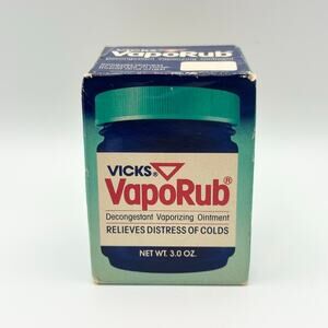 Vicks Vaporub NOS Vintage Deadstock Ointment 3 oz Bottle Blue Jar Sealed